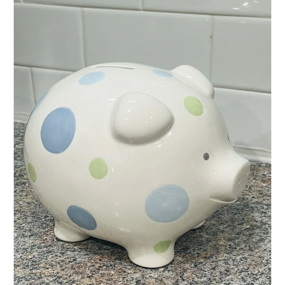 Polka Dot Ceramic Piggy Bank Multicolor Large Size